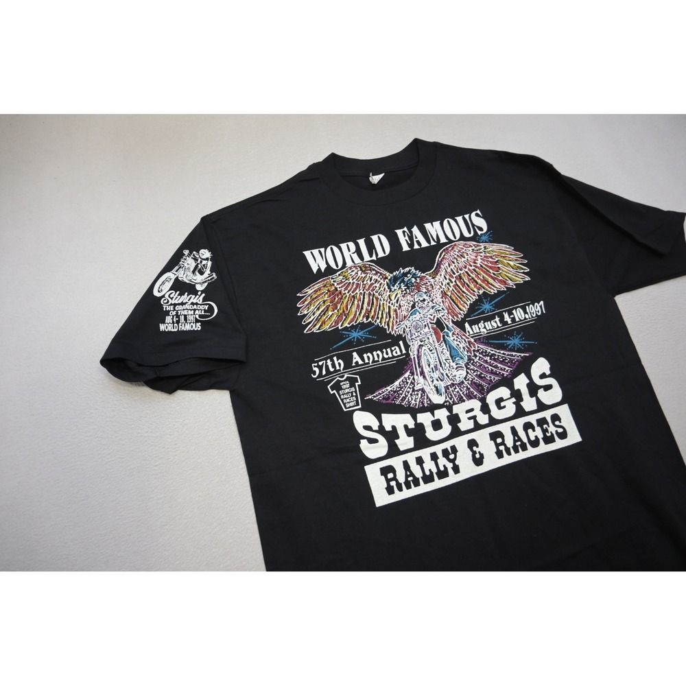 Lexington Sturgis Rally & Races T-Shirt Men XL Black 1997 Graphic MADE IN USA